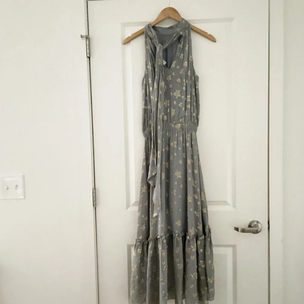 Ramy Brook Ebony Silk Star Print Midi Dress